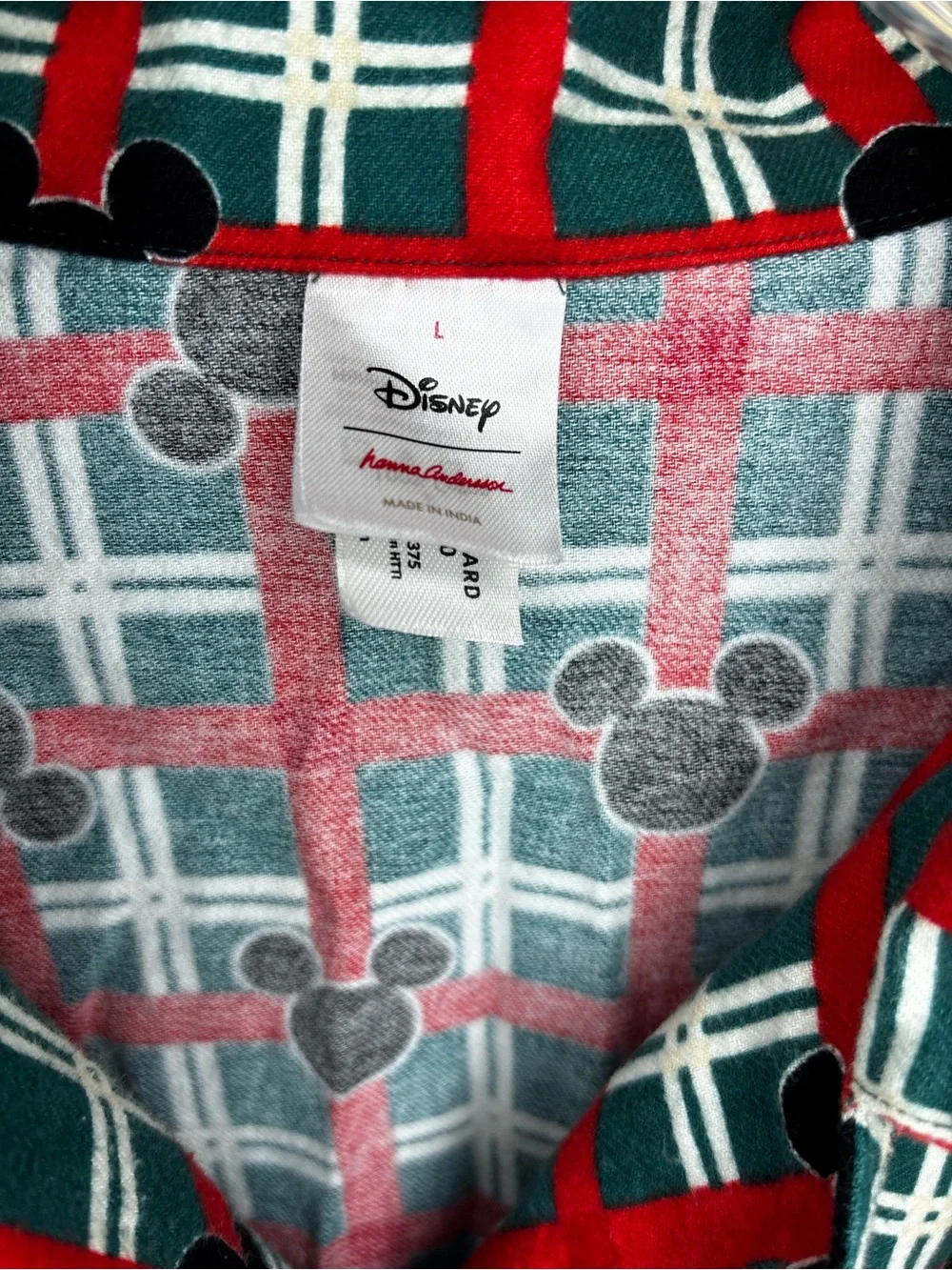 Disney X Hanna Andersson Holiday Button-Up Night Shirt Mickey Mouse Size Large - Picture 2 of 4